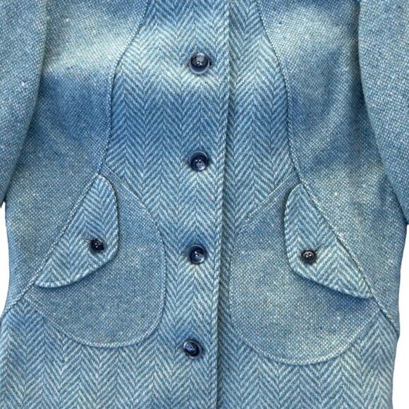 Daniel Hechter Vintage Herringbone Tweed Wool Jacket Blue Women's Small (S) - Picture 6 of 7